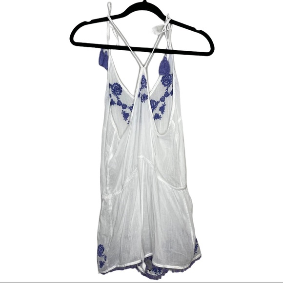 ASOS Wolf & Whistle Purple Embroidered Romper Cover Up Summer Size 10 - Picture 2 of 10